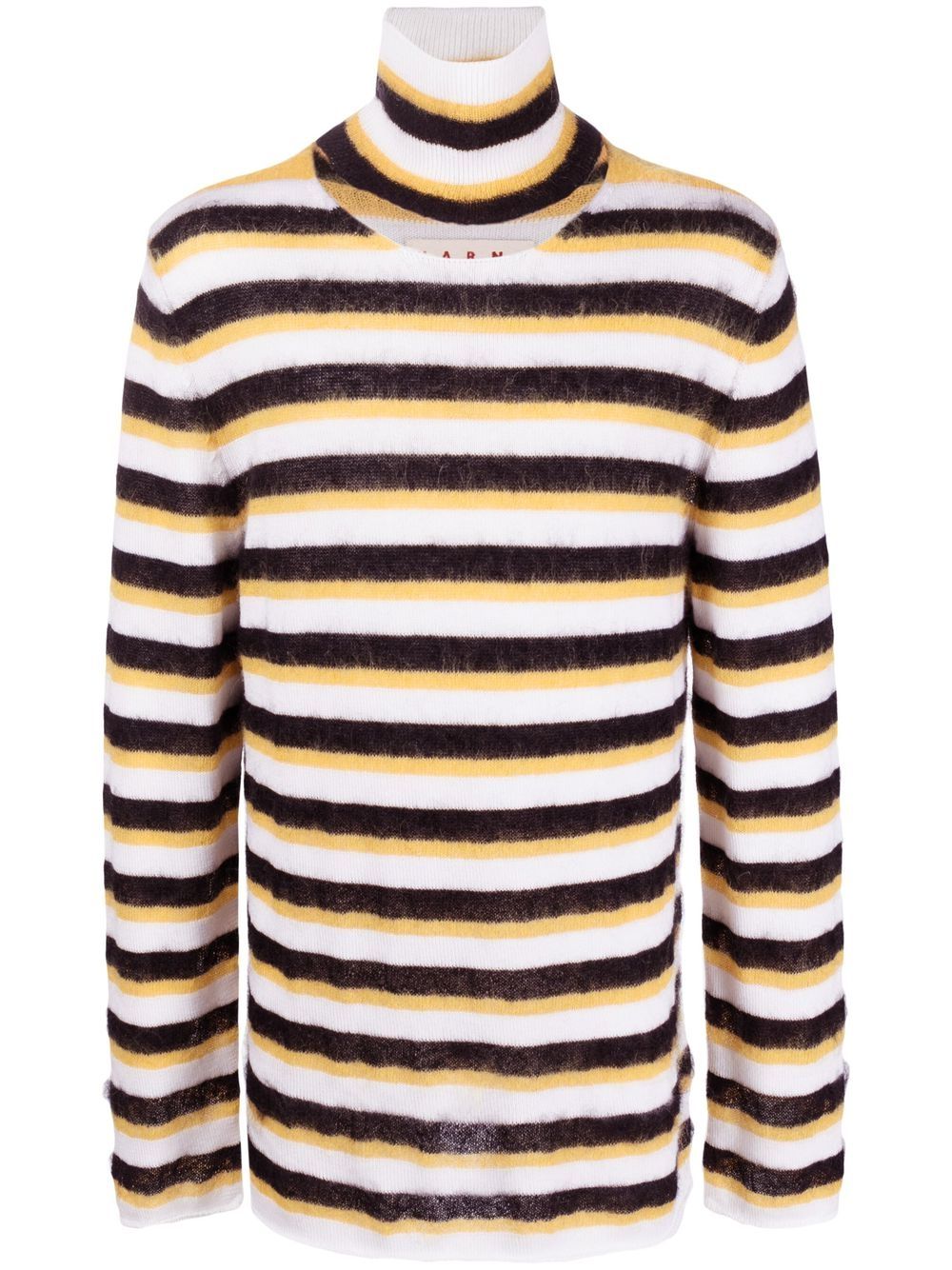 Marni striped roll-neck jumper - White