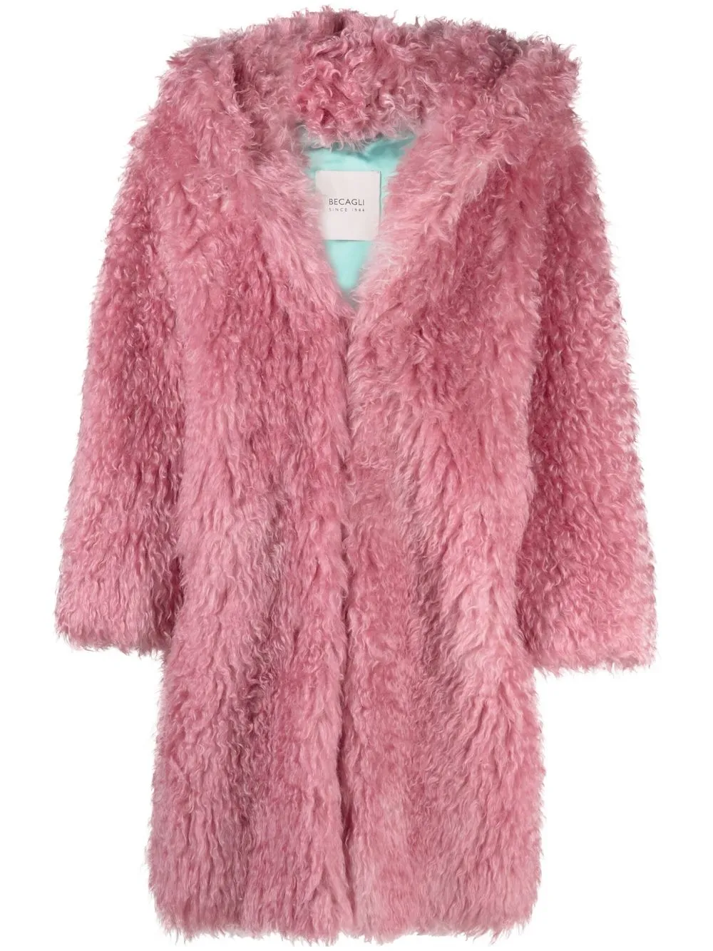 hooded faux-fur coat