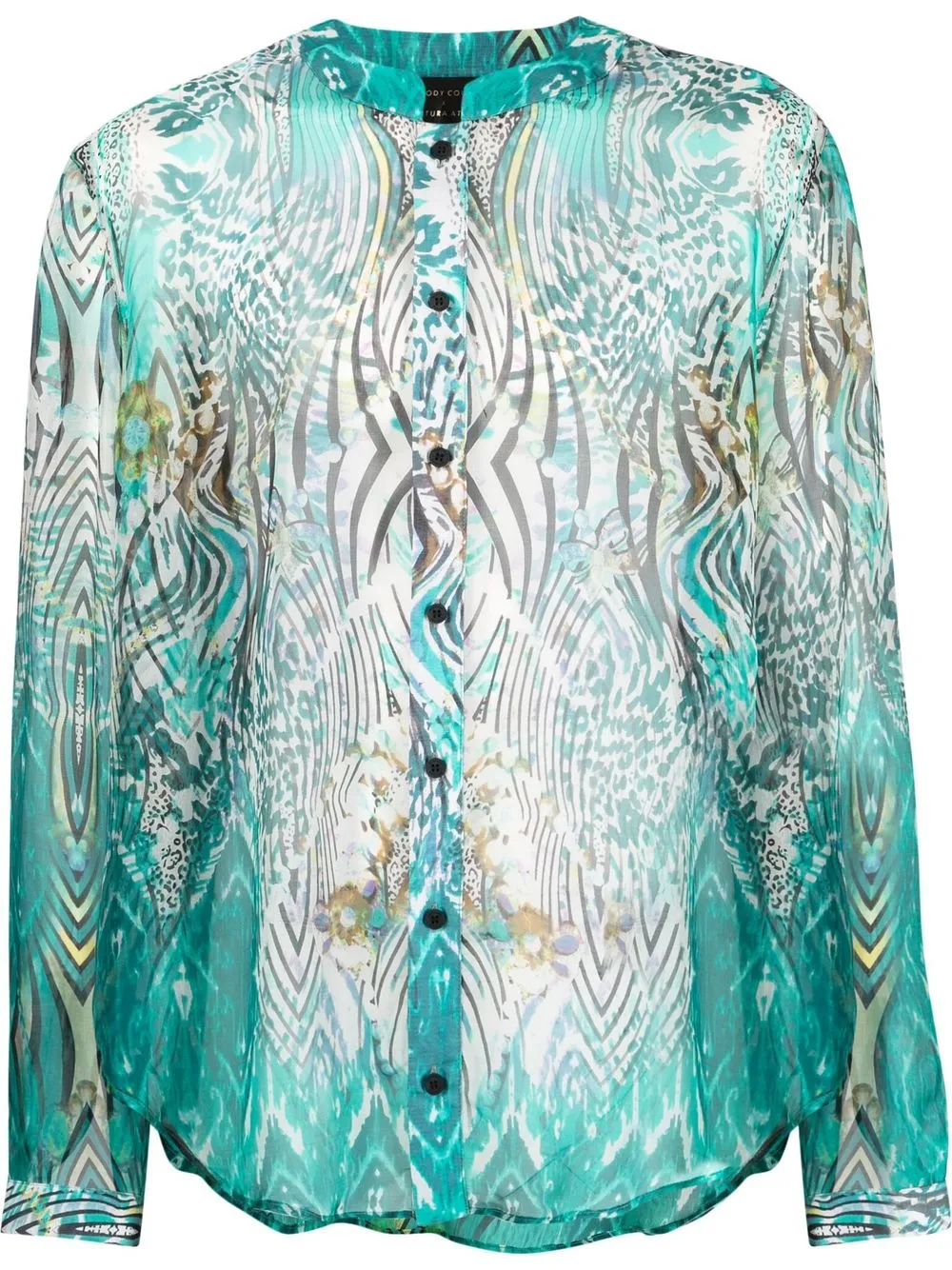 

Atu Body Couture x Tessitura abstract-print silk shirt - Green