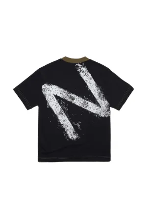 Logo-Print Colourblock Cotton T-Shirt
