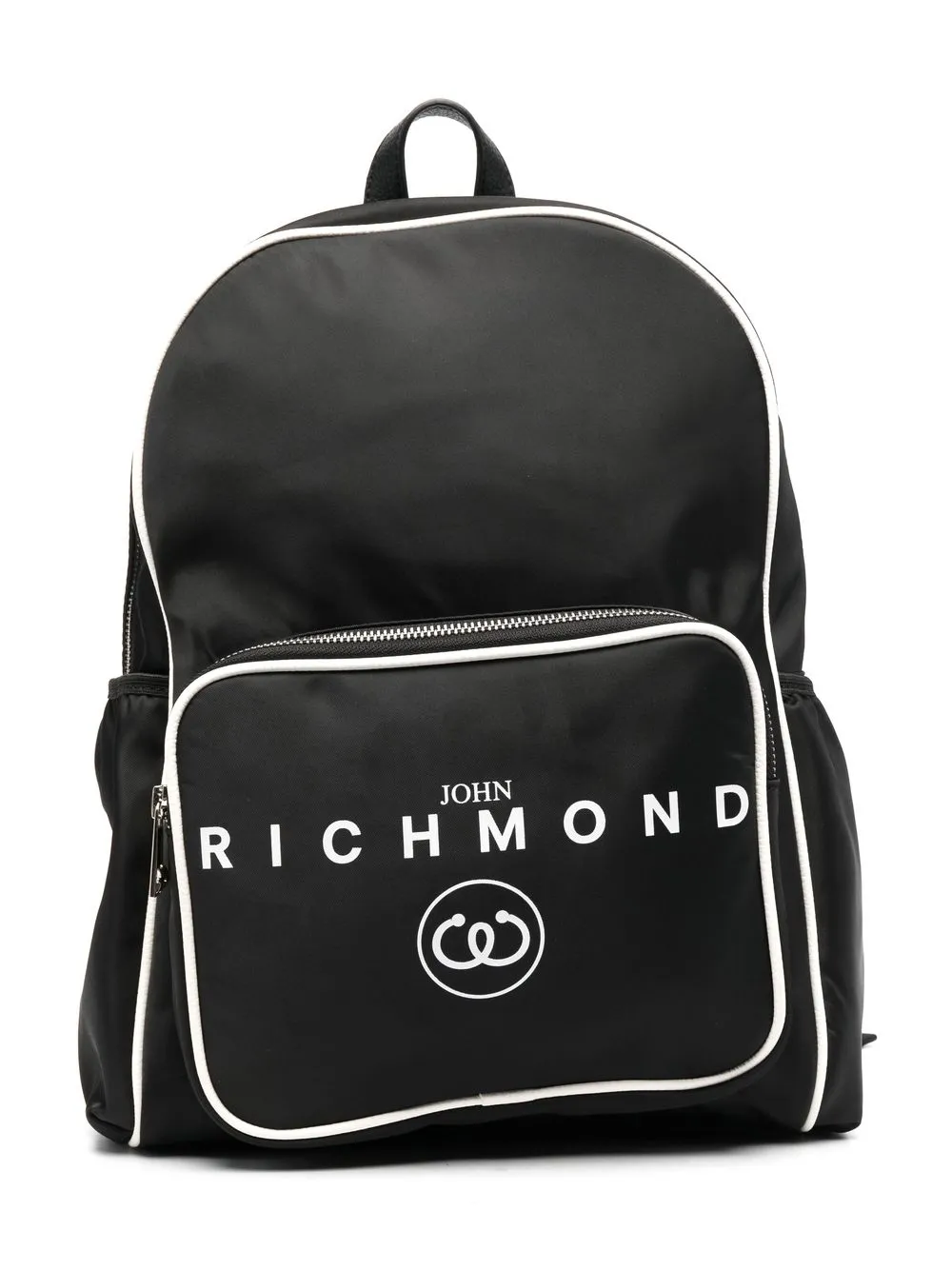 

John Richmond Junior mochila con cierre y logo estampado - Negro