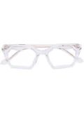 Yohji Yamamoto transpatent geometric-frame glasses - White