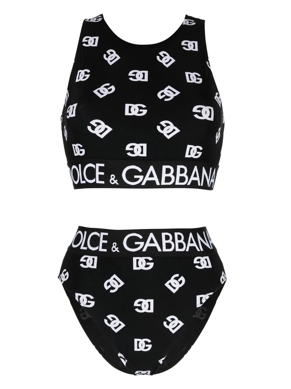 

Dolce & Gabbana monogram-print two-piece bikini - Black