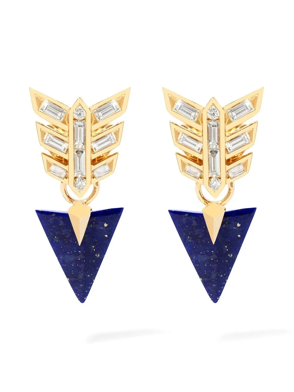 

Annoushka 18kt yellow gold Flight lapis lazuli and diamond earrings