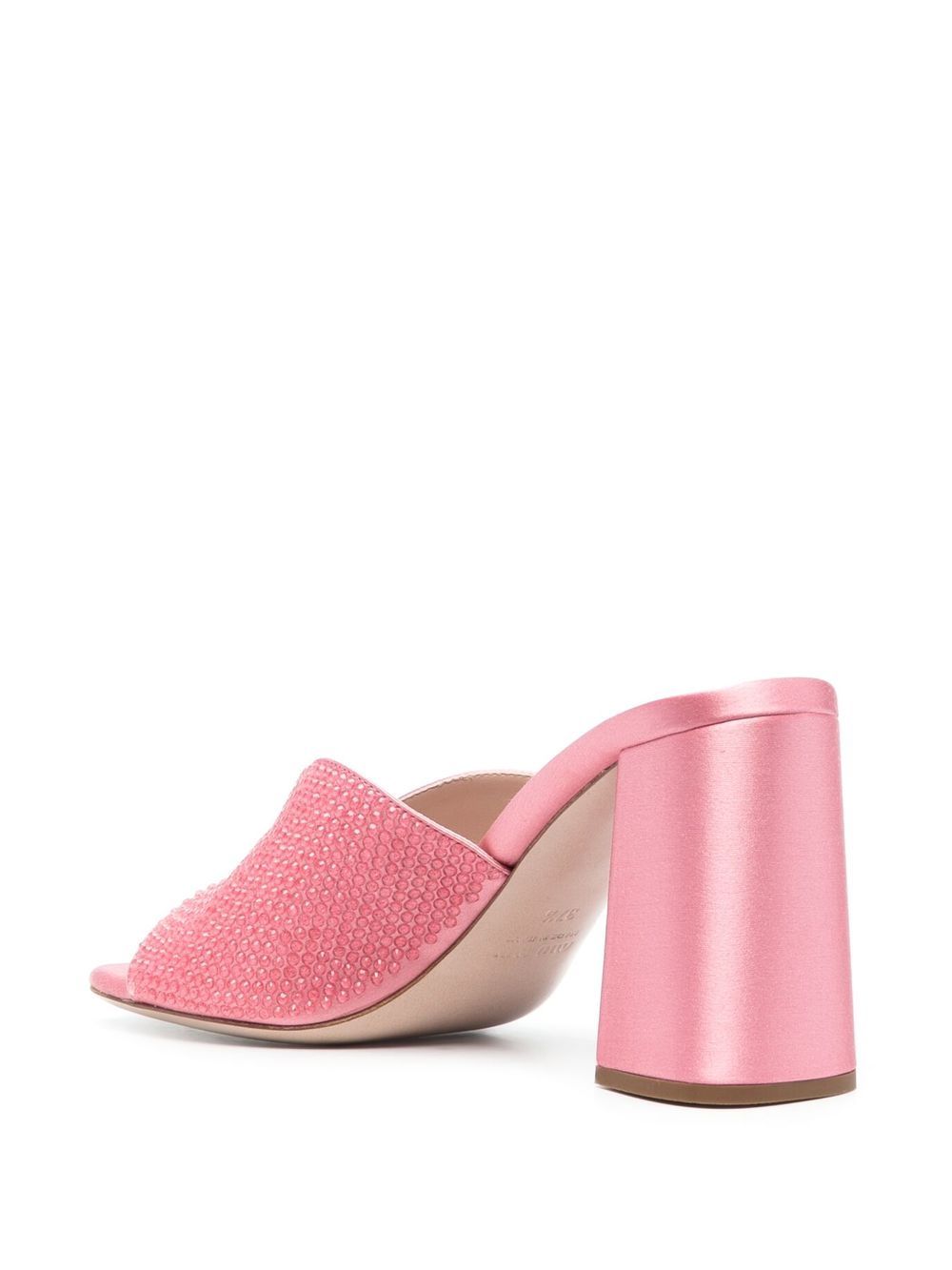 Miu crystal-embellished 100mm leather mules Pink