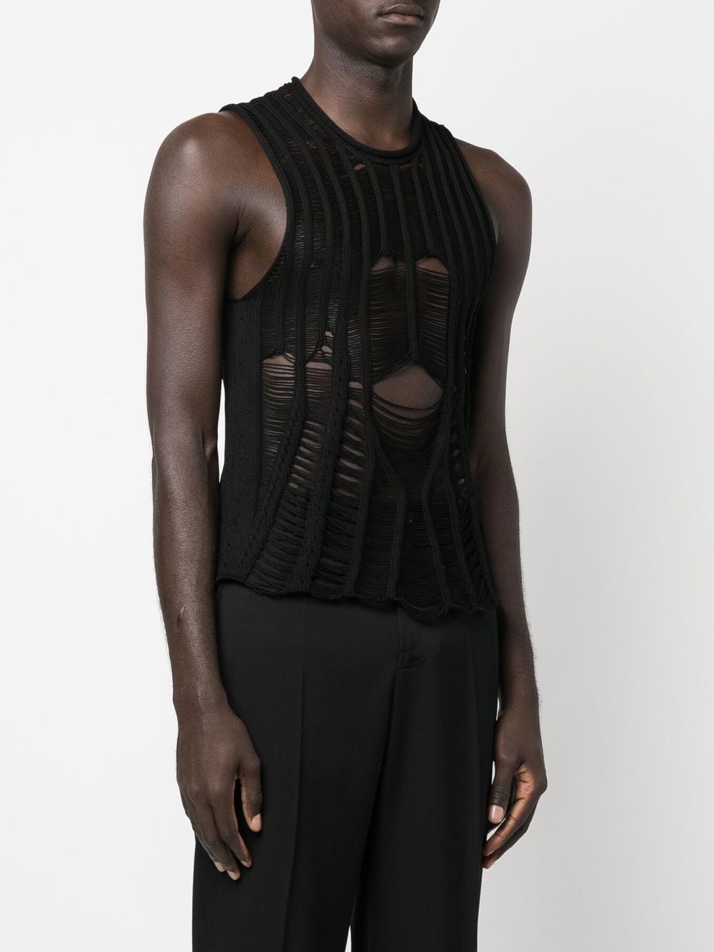 Shop Dion Lee Knitted Ripped Top In Black