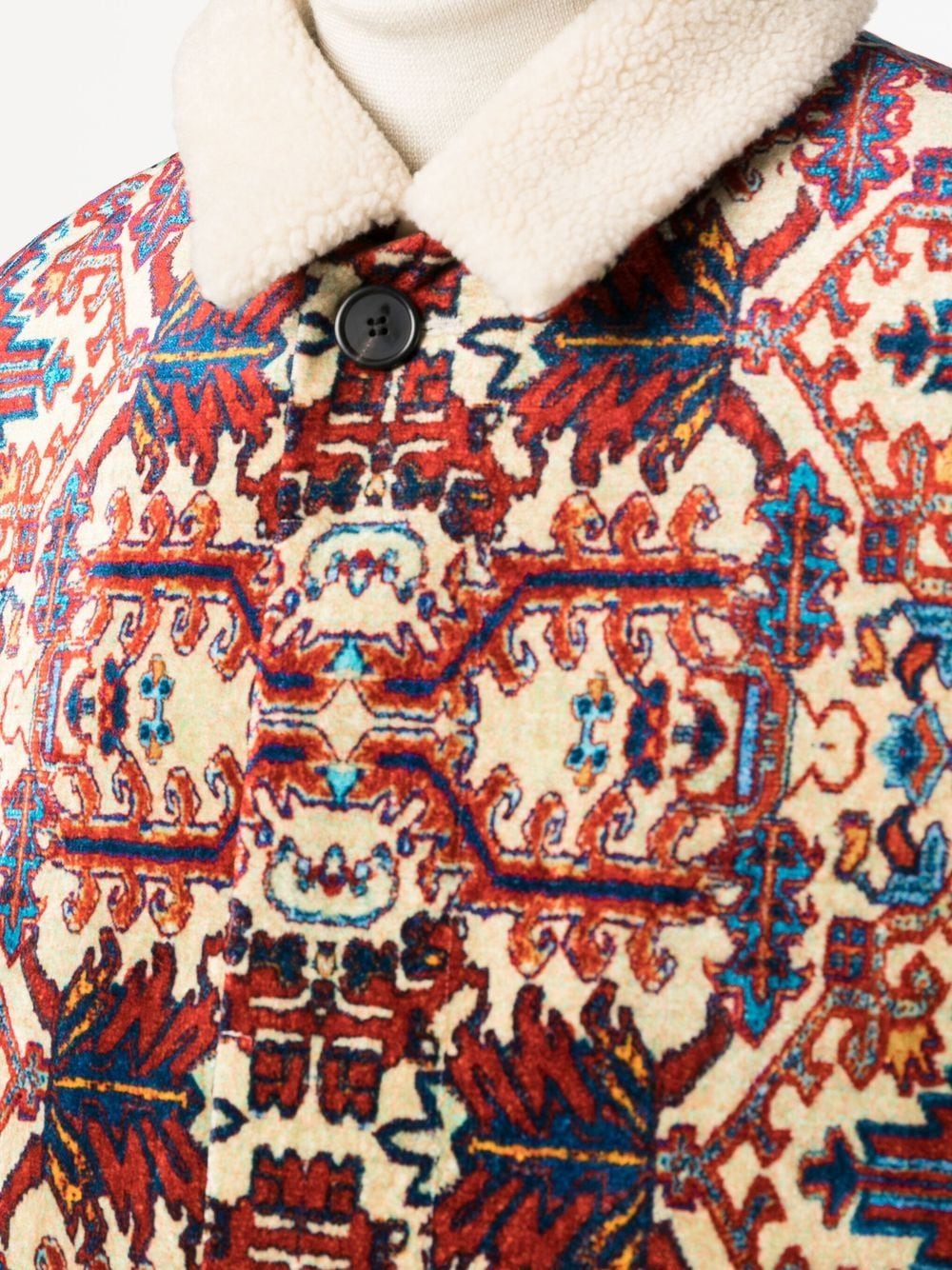 Shop Isabel Marant Shearling-collar Abstract-print Jacket In Rot