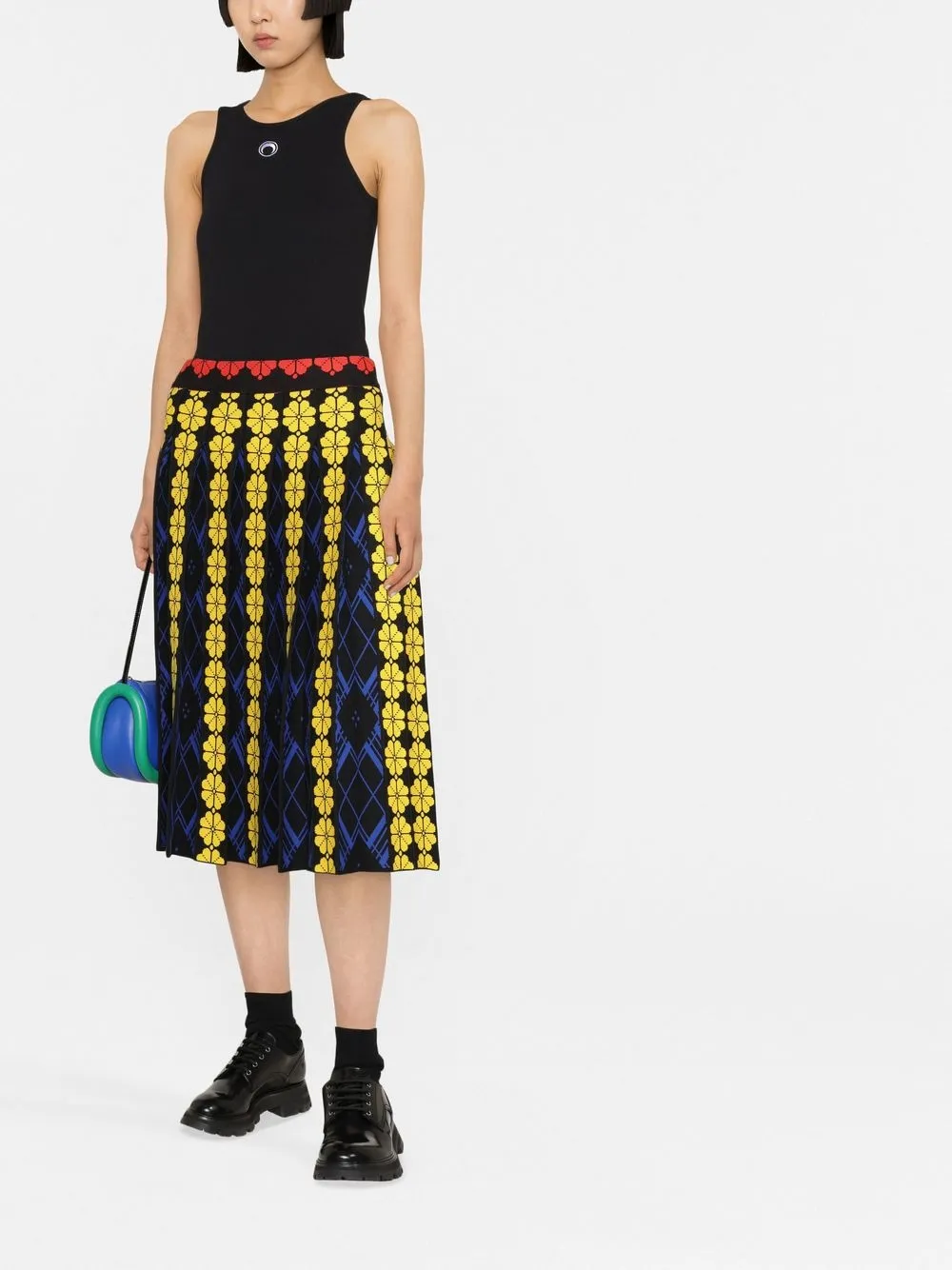 Chopova Lowena Floral Tartan Pleated Midi Skirt - Farfetch