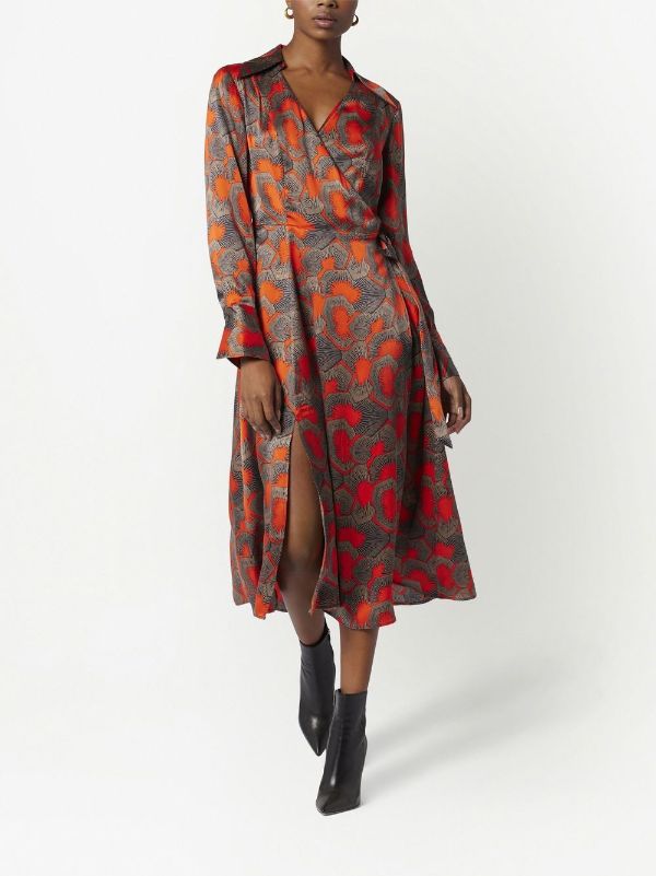 Orange silk outlet wrap dress