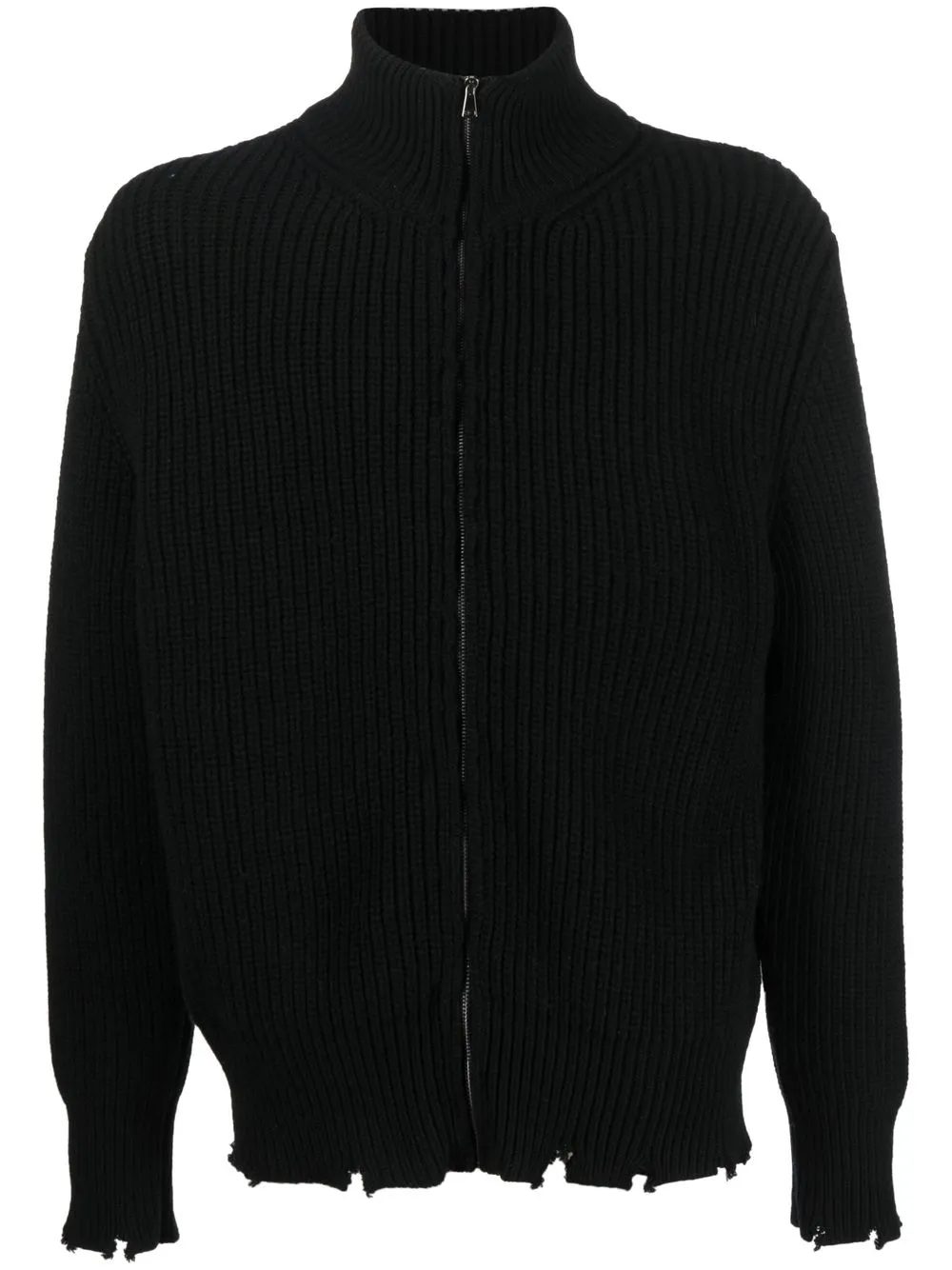 

Laneus ribbed wool zip-up cardigan - Black