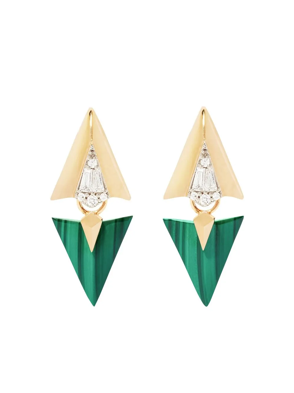 

Annoushka 18kt yellow gold Flight malachite and diamond earrings