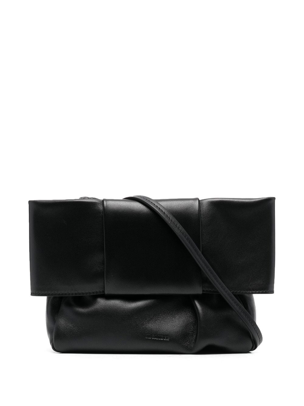 Shop Jil Sander Embossed-logo Leather Shoulder Bag In Schwarz