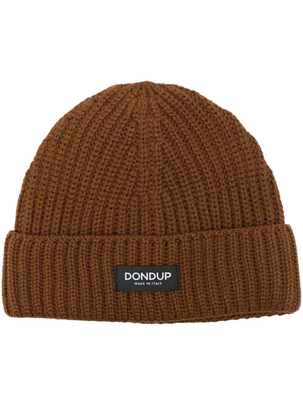 

DONDUP logo-patch ribbed-knit beanie - Brown