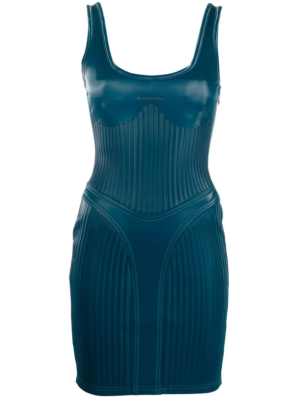 

Mugler ribbed faux leather minidress - Blue