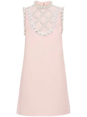 Miu Miu crystal-embellished Bow Mini Dress - Farfetch