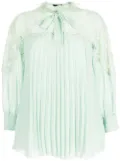 SHIATZY CHEN pleated lace-collared blouse - Green