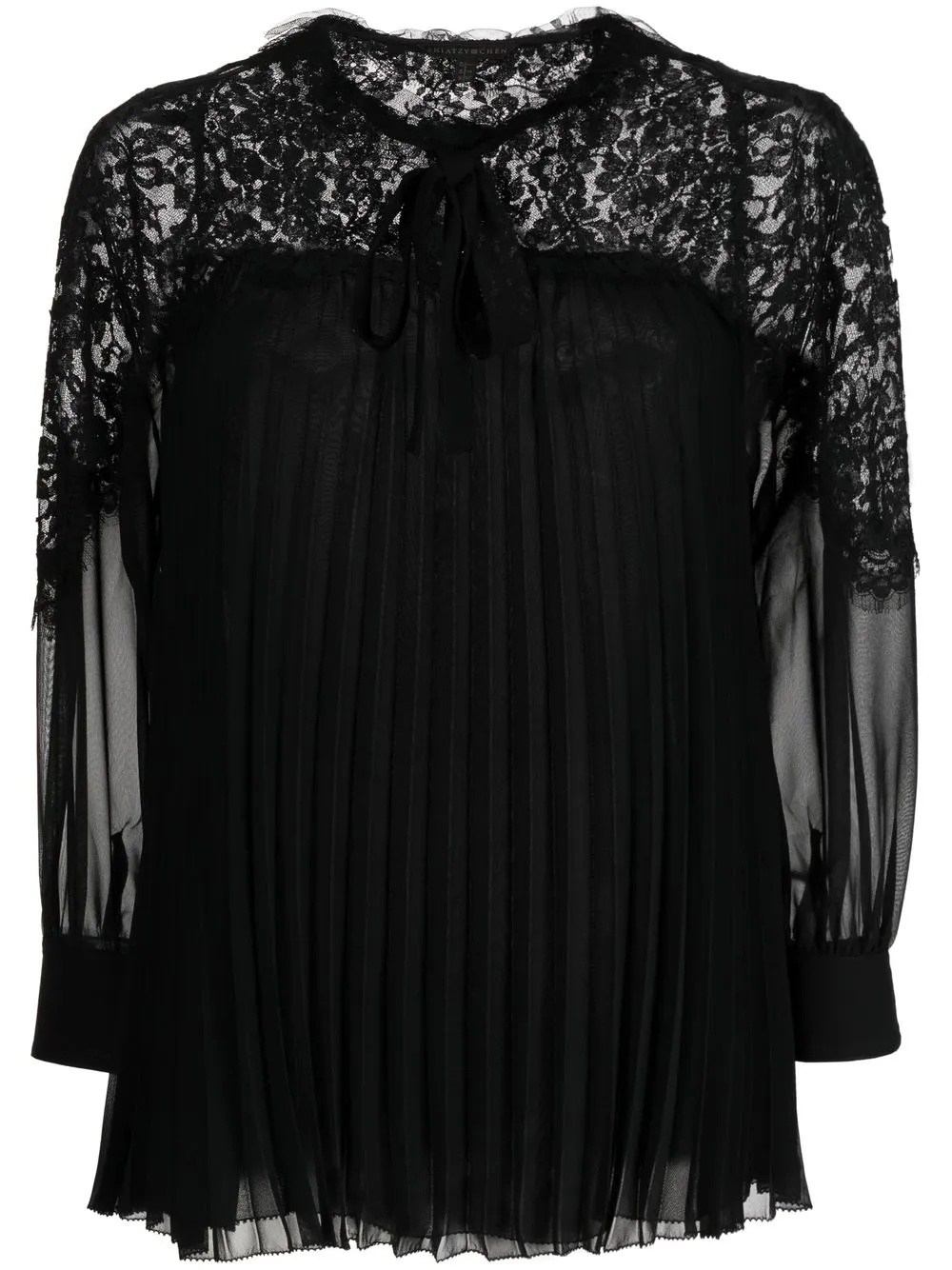 

SHIATZY CHEN pleated lace-collared blouse - Black