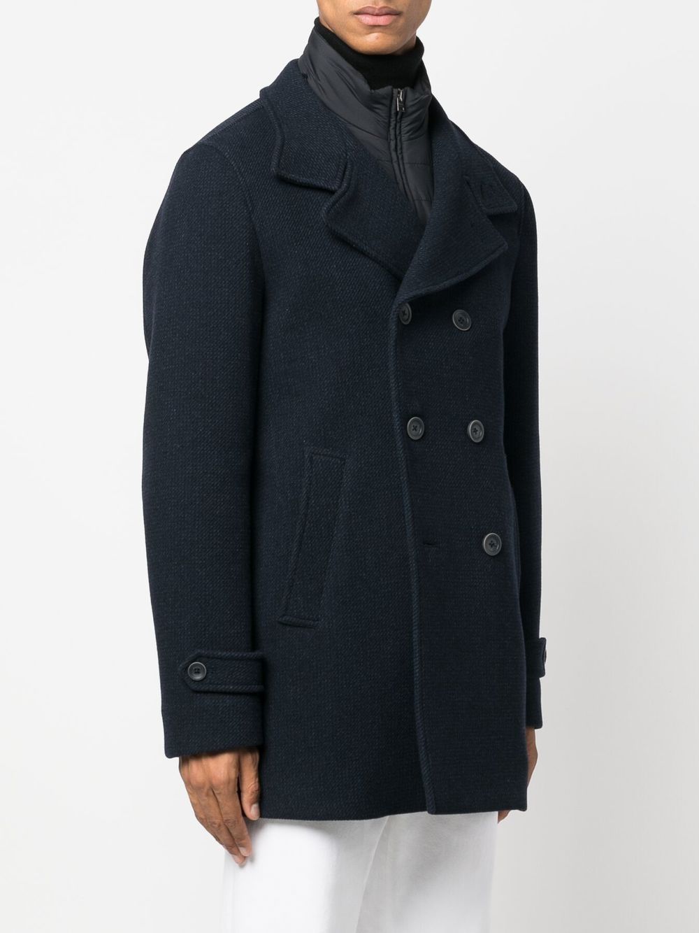 Shop Herno Double-breasted Wool Coat In Blue