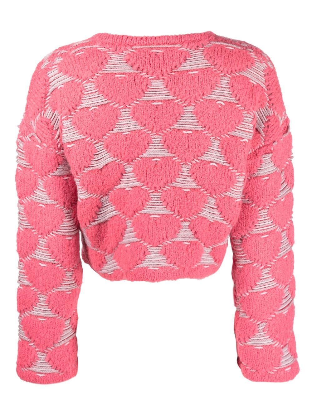 Shop Marco Rambaldi Heart-embroidery Knit Sweater In Pink