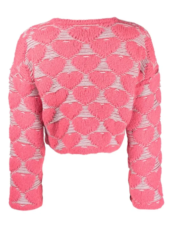 Marco Rambaldi heart-embroidery Knit Sweater Pink FARFETCH