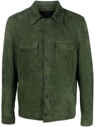 Green hot sale suede shirt