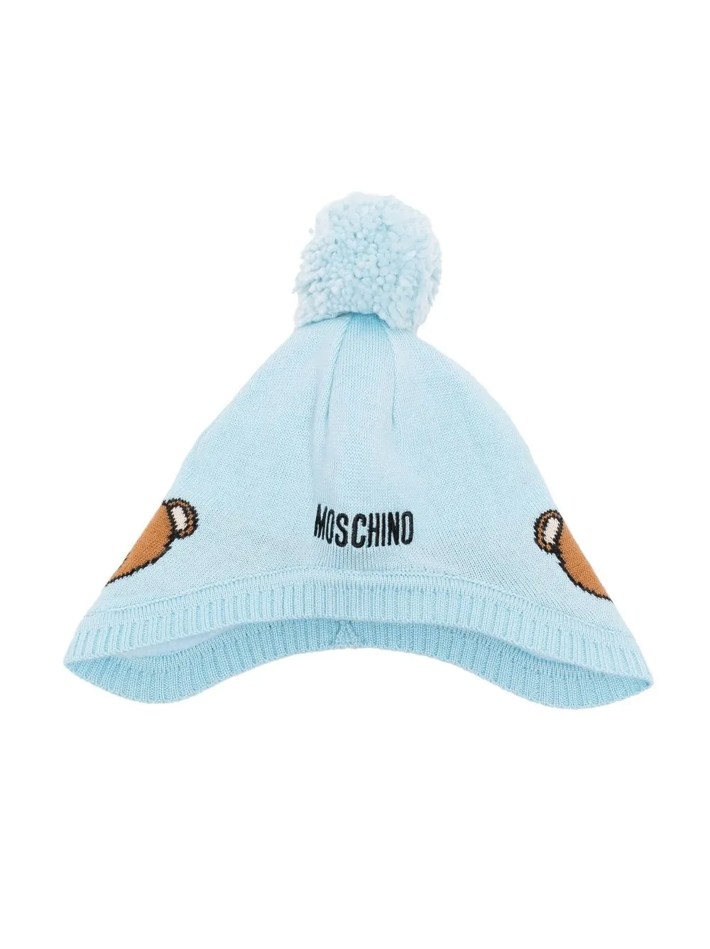 

Moschino Kids gorro de tejido con pompón - Azul