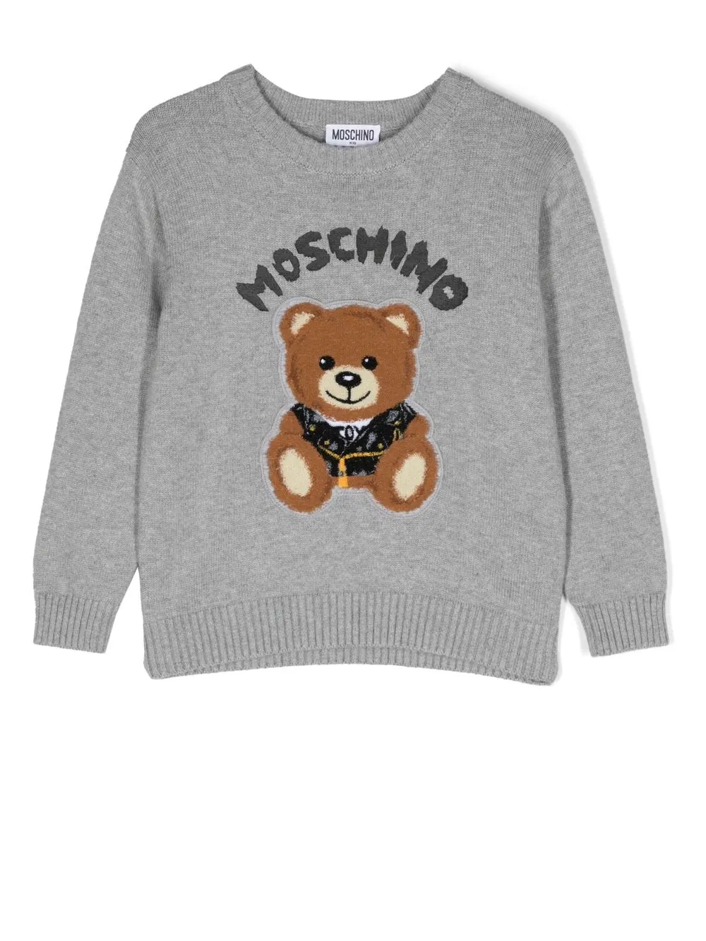 

Moschino Kids logo-patch crew-neck jumper - Grey