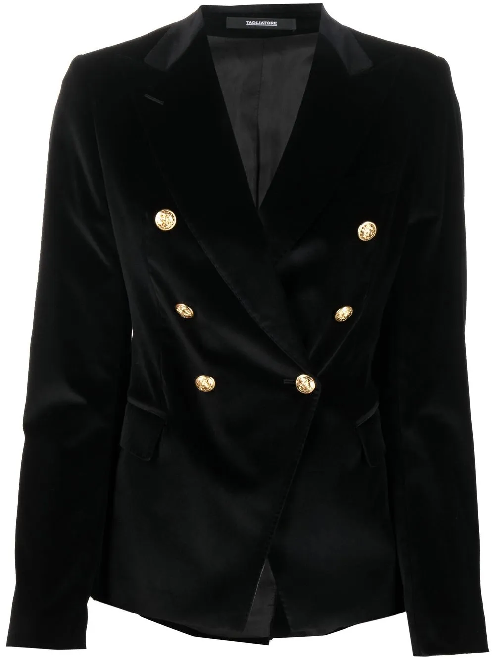 

Tagliatore blazer de terciopelo con doble botonadura - Negro