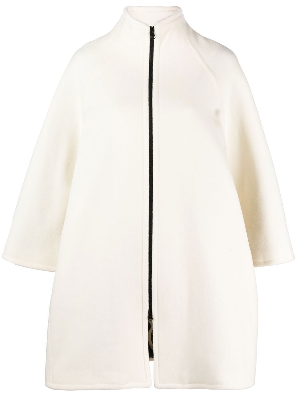 Shop Gianluca Capannolo Zipped High-neck Felted Coat In Weiss