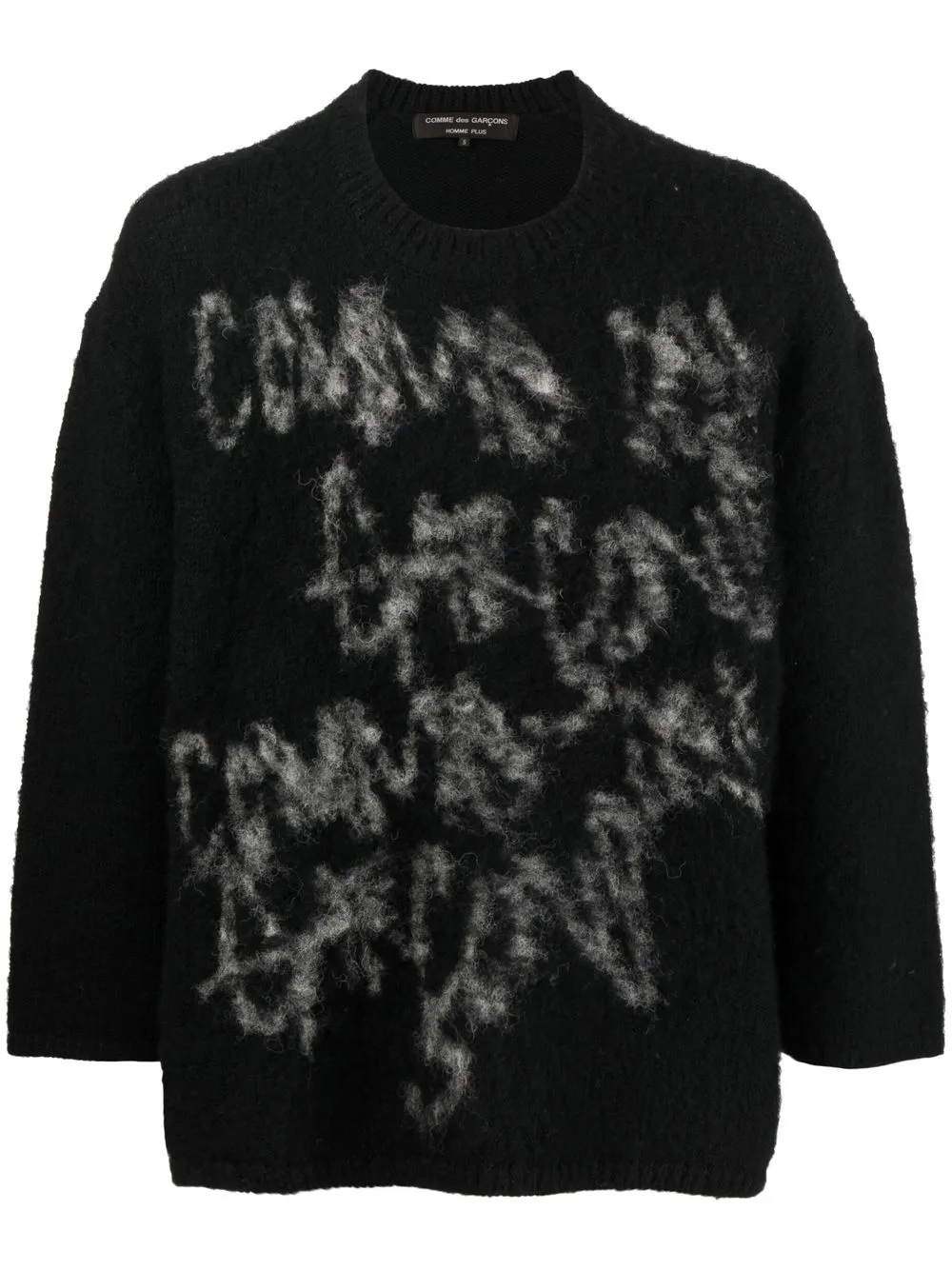 

Comme Des Garçons Homme Plus logo graffiti wool-knit jumper - Black