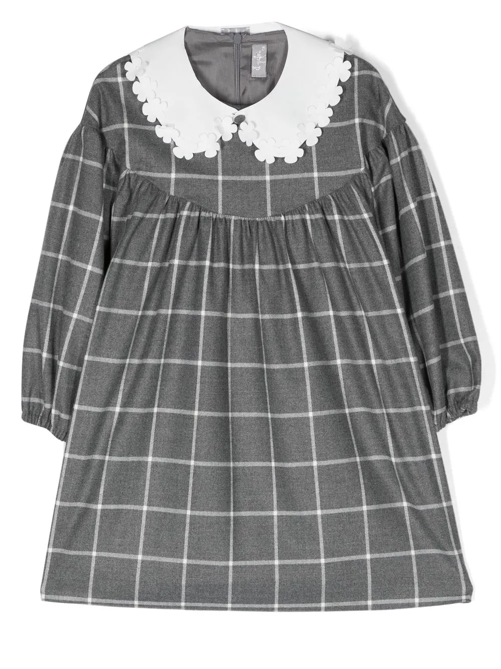 

Il Gufo oversized collar windowpane-print dress - Grey