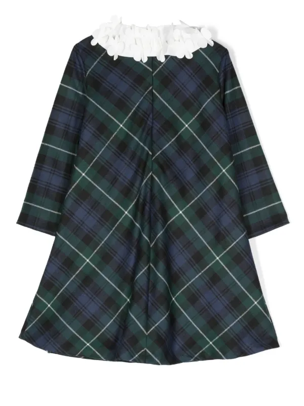 Il Gufo Oversized Collar tartan-check Dress | Blue
