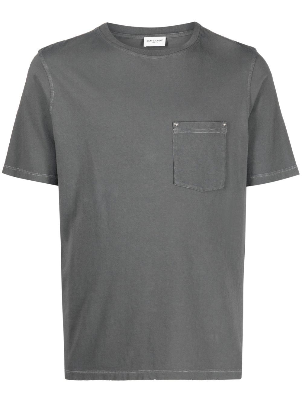Saint Laurent Patch-pocket Short-sleeve T-shirt In Grau