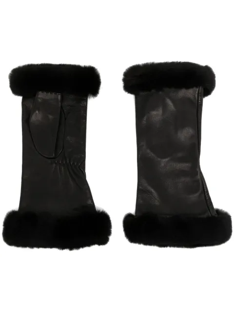 Hermès Pre-Owned trimmed fingerless leather gloves