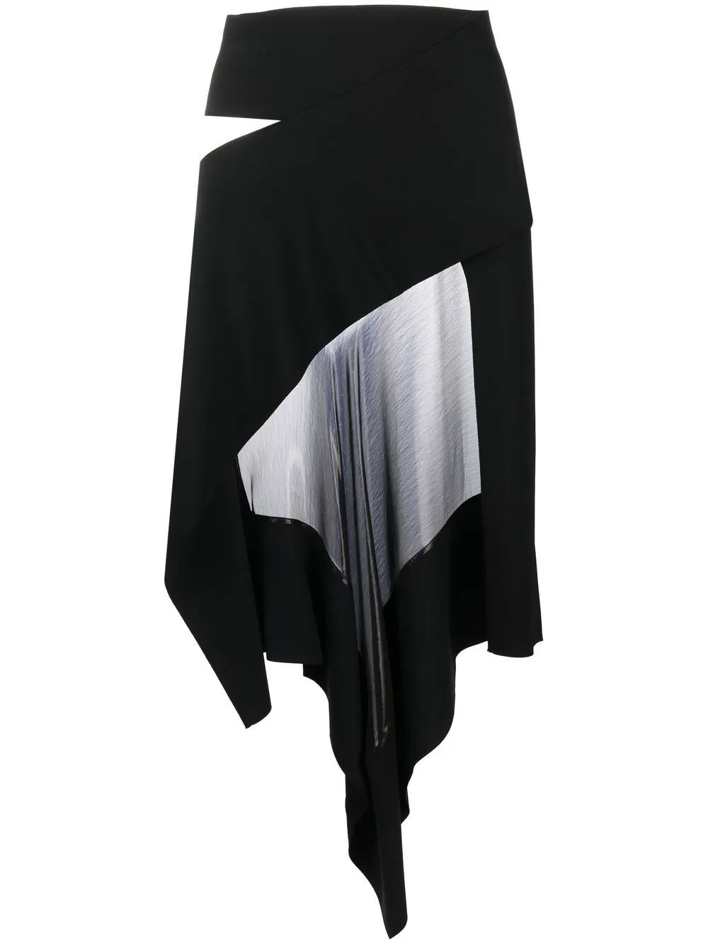 

Mugler falda midi drapeada con panel transparente - Negro