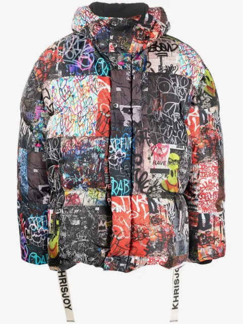 Khrisjoy graffiti-print down puffer jacket