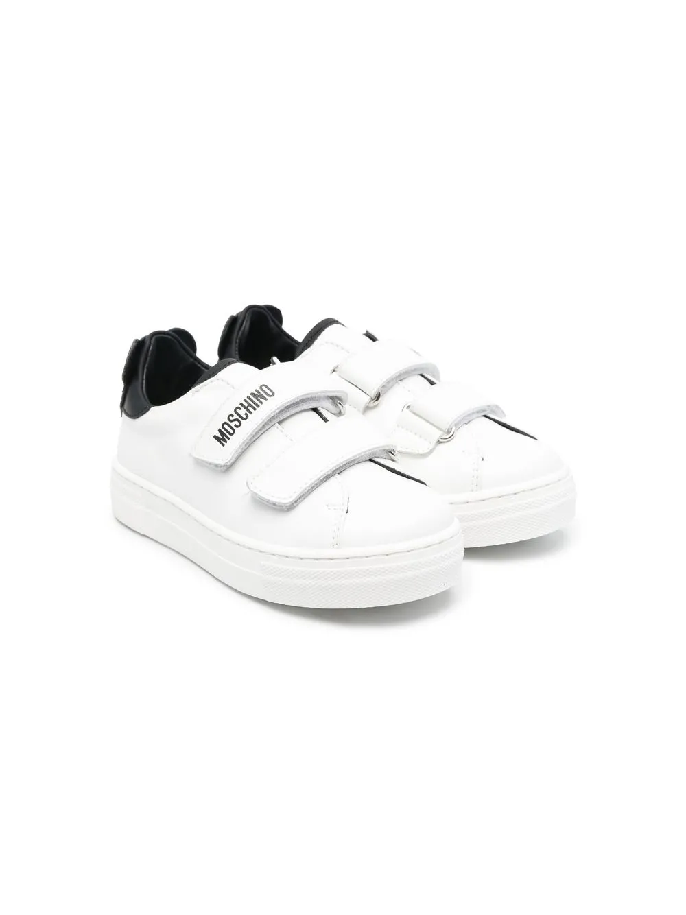 

Moschino Kids tenis con logo y cierre autoadherente - Blanco