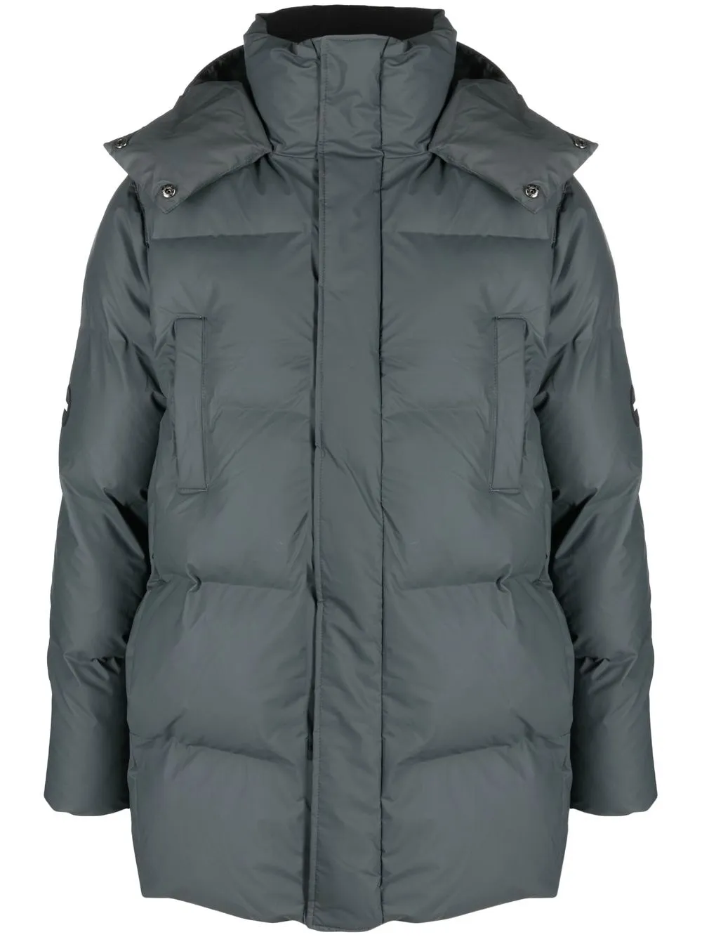 

Rains logo-patch padded coat - Grey