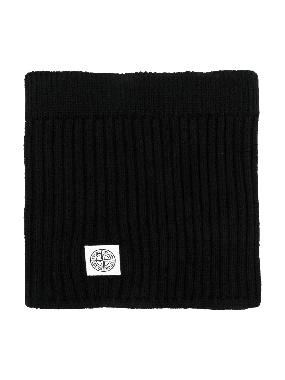 

Stone Island Junior mascada tejida de canalé con parche del logo - Negro