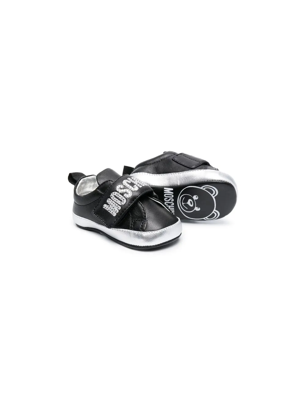 Moschino Kids Sneakers met klittenband - Zwart