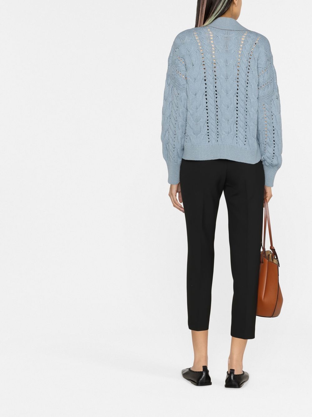 Shop Brunello Cucinelli Cable-knit Long-sleeved Cardigan In Blue