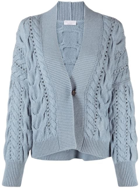 Brunello Cucinelli cable-knit long-sleeved cardigan