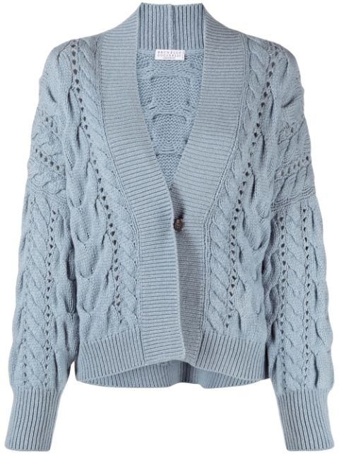 Brunello Cucinelli cable-knit long-sleeved cardigan