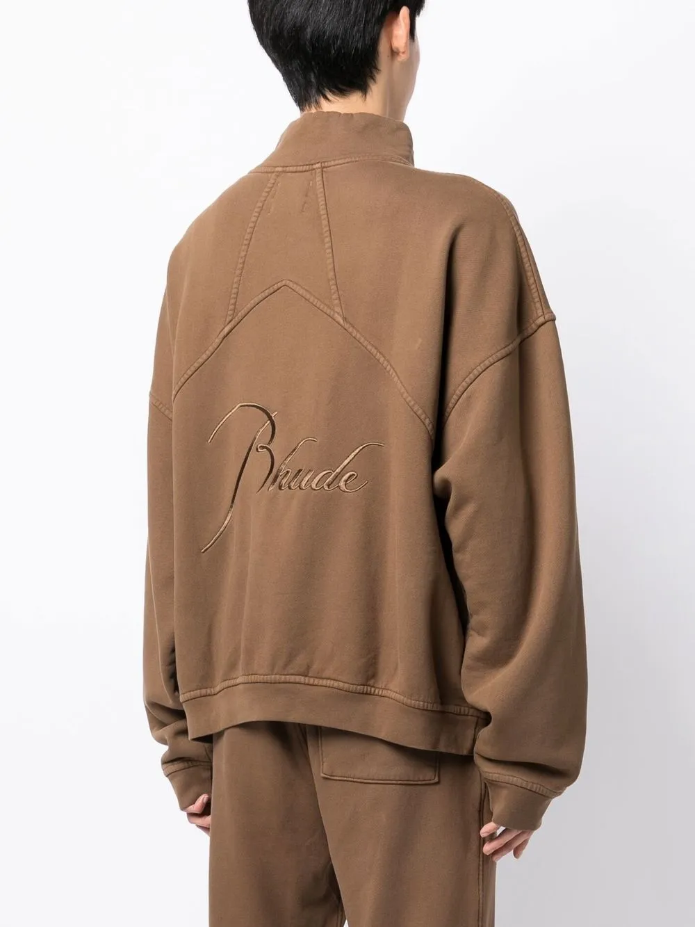 Shop Rhude Logo-embroidered Sweatshirt In Brown