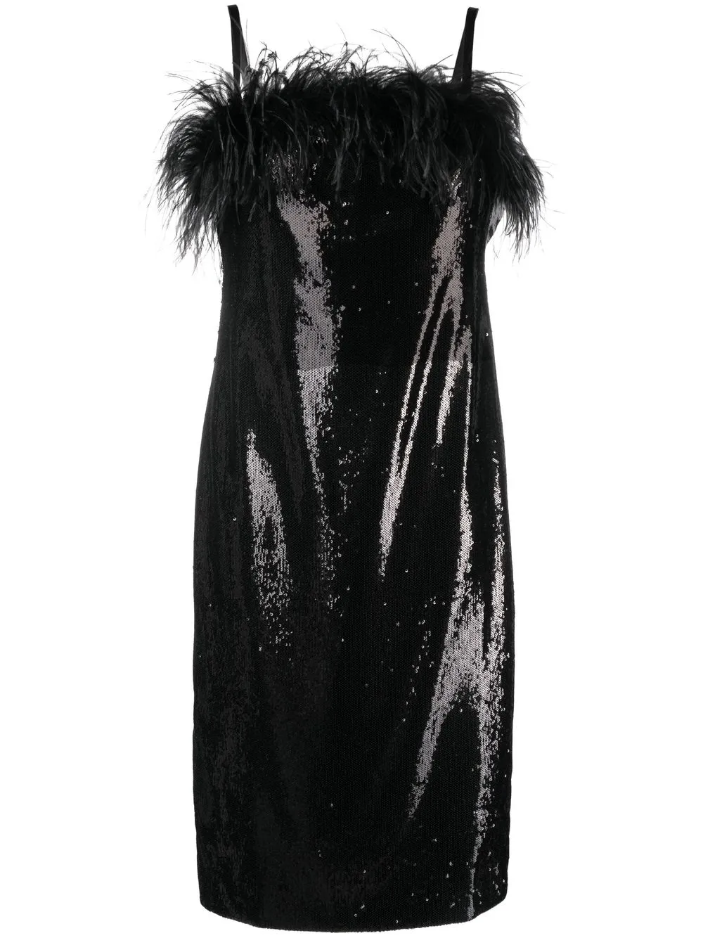 

P.A.R.O.S.H. sequin-embellished feather dress - Black