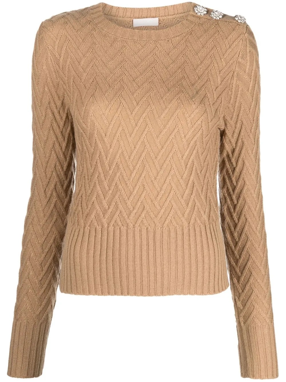 

LIU JO chevron-knit buttoned jumper - Brown