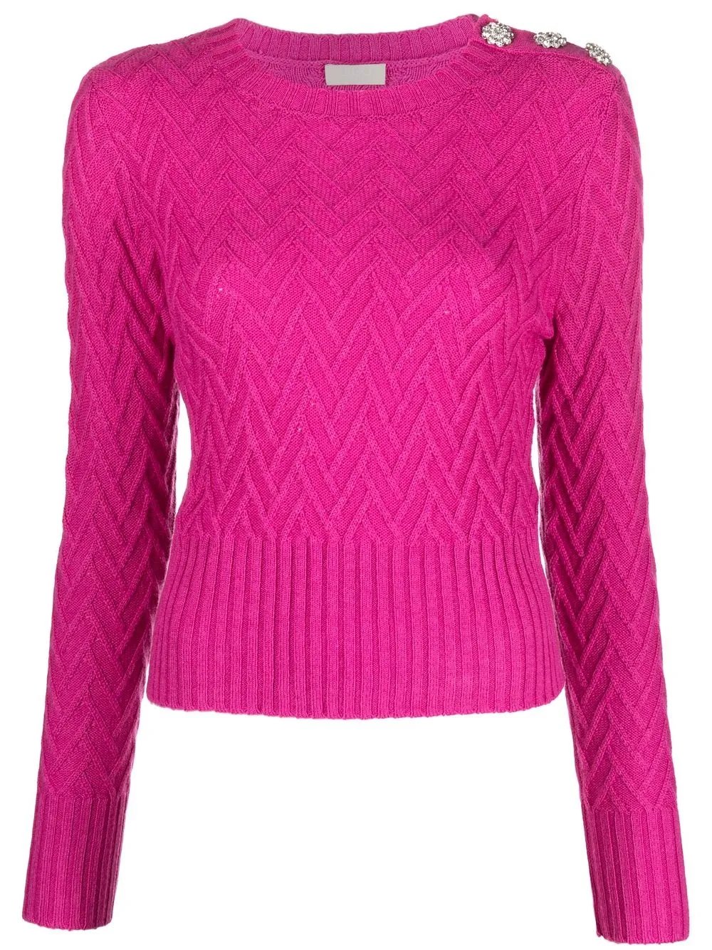 

LIU JO chevron-knit buttoned jumper - Pink