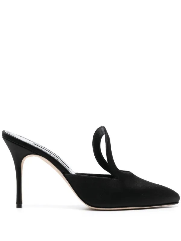 Manolo Blahnik Fugati 100mm Heeled Mules in Black