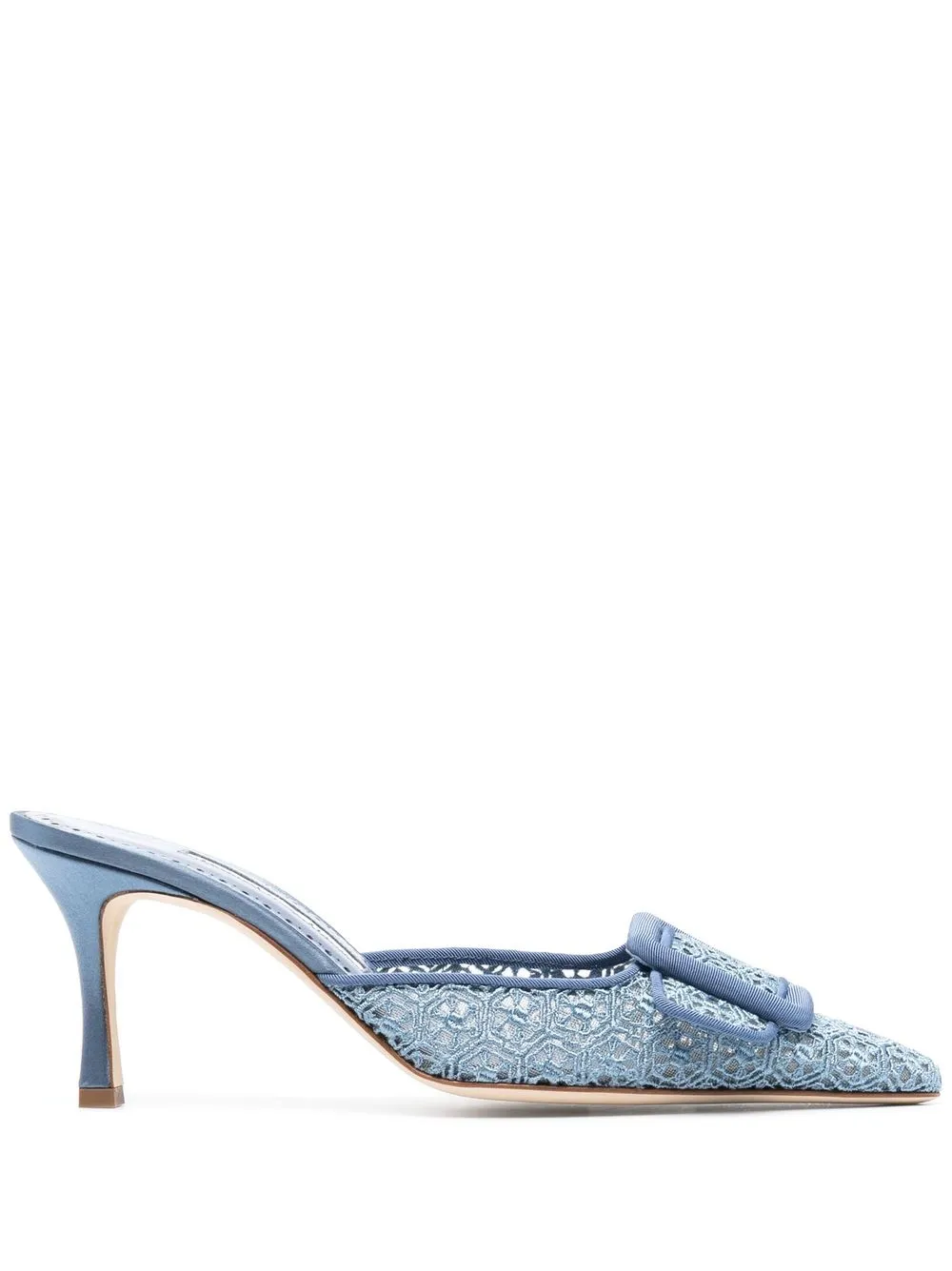 

Manolo Blahnik buckle-detail 85mm lace mules - Blue