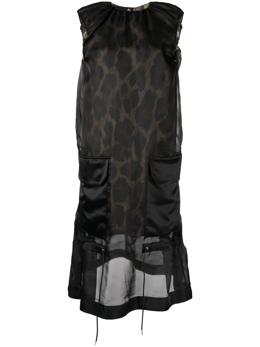 

sacai leopard-print tulle midi dress - Black